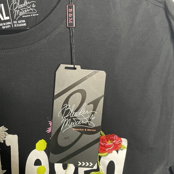 Bleeker and Mercer T-Shirt Privileged Black Embroidered NEW X-Large Shirt Tee - Picture 4 of 9